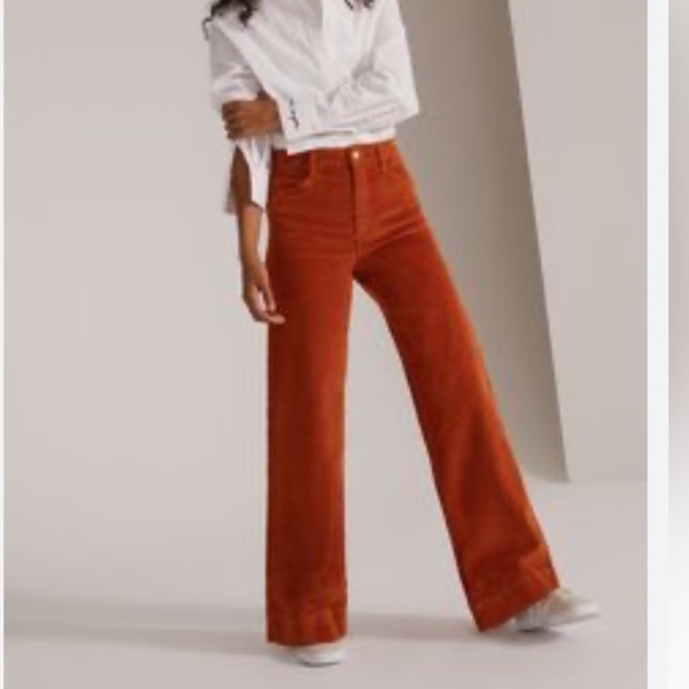Weekday Ace Coral Corduroy Wide Leg Trouser Pants - Picture 9 of 9